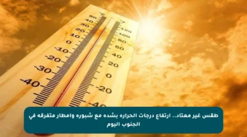 طقس غير معتاد.. ارتفاع درجات الحرارة بشدة مع شبورة وأمطار متفرقة في الجنوب اليوم